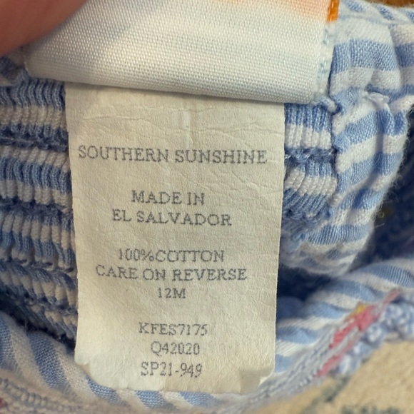 Southern Sunshine Smocked Seersucker Dress with Anchors and Lighthouse Size 12M - Picture 4 of 7